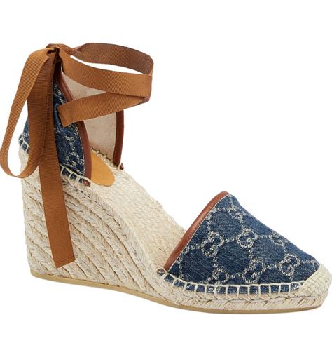 gucci espadrille wedge sandals|gucci espadrilles denim.